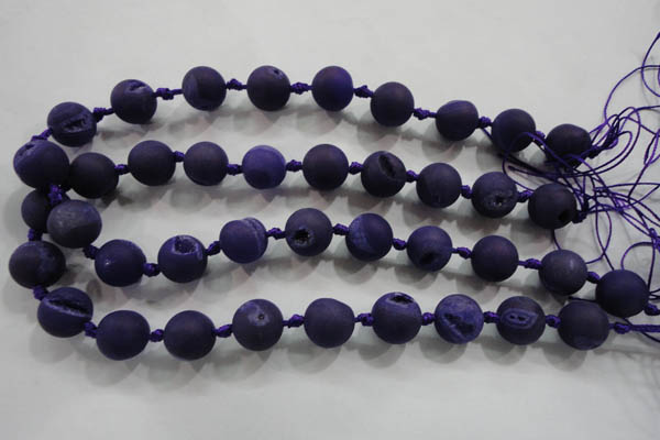 CAG2804 15.5 inches 14mm round matte druzy agate beads whholesale