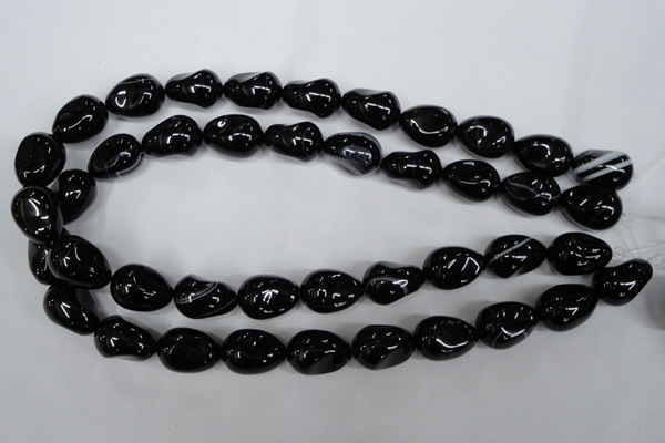 CAG2900 15.5 inches 13*18mm twisted teardrop black line agate beads