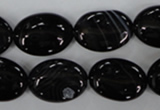 CAG2918 15.5 inches 13*18mm oval black line agate beads