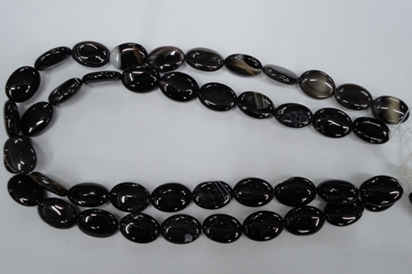 CAG2918 15.5 inches 13*18mm oval black line agate beads