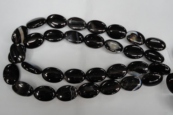 CAG2920 15.5 inches 18*25mm oval black line agate beads