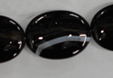 CAG2921 15.5 inches 22*30mm oval black line agate beads