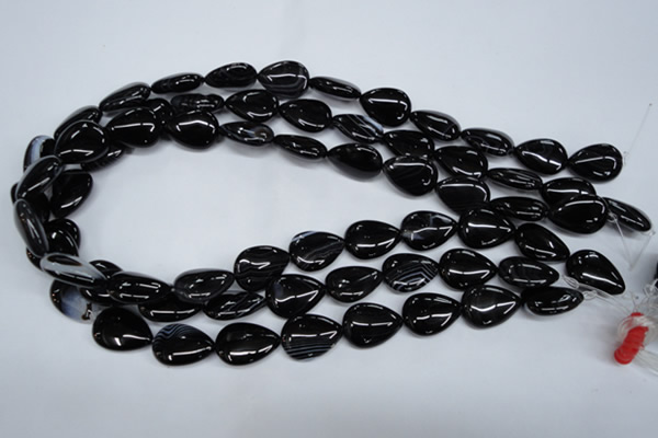 CAG2926 15.5 inches 13*18mm flat teardrop black line agate beads