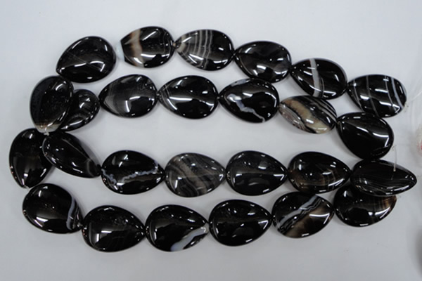 CAG2929 15.5 inches 22*30mm flat teardrop black line agate beads