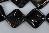 CAG2936 15.5 inches 18*18mm diamond black line agate beads