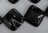 CAG2937 15.5 inches 20*20mm diamond black line agate beads