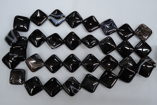 CAG2937 15.5 inches 20*20mm diamond black line agate beads