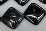 CAG2938 15.5 inches 22*22mm diamond black line agate beads