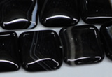 CAG2947 15.5 inches 20*20mm square black line agate beads