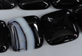 CAG2948 15.5 inches 22*22mm square black line agate beads