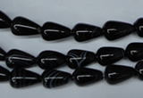 CAG2961 15.5 inches 6*10mm teardrop black line agate beads