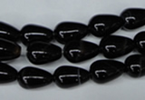 CAG2962 15.5 inches 8*12mm teardrop black line agate beads