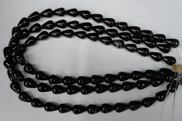 CAG2963 15.5 inches 10*14mm teardrop black line agate beads