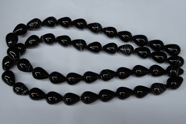 CAG2964 15.5 inches 13*18mm teardrop black line agate beads