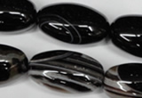 CAG2970 15.5 inches 15*30mm rice black line agate beads