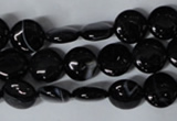 CAG2991 15.5 inches 10mm flat round black line agate beads