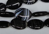 CAG3003 15.5 inches 13*18mm oval black line agate beads