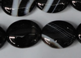 CAG3005 15.5 inches 18*22mm oval black line agate beads