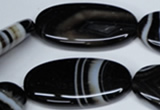 CAG3009 15.5 inches 20*40mm oval black line agate beads