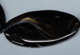 CAG3015 15.5 inches 25*50mm twisted oval black line agate beads