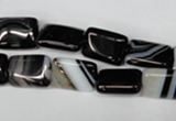 CAG3021 15.5 inches 10*14mm rectangle black line agate beads