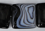 CAG3038 15.5 inches 35*35mm square black line agate beads