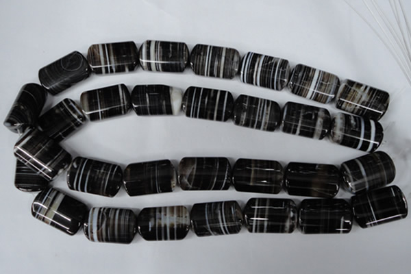 CAG3048 15.5 inches 16*25mm flat tube black line agate beads