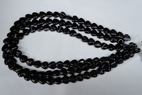 CAG3050 15.5 inches 10*10mm heart black line agate beads