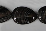 CAG3060 15.5 inches 22*30mm flat teardrop black line agate beads