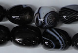 CAG3065 15.5 inches 15*20mm nuggets black line agate beads