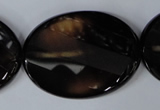 CAG3092 15.5 inches 30*40mm faceted oval black line agate beads