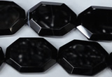 CAG3108 15.5 inches 18*25mm octagonal black line agate beads