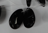 CAG3109 Top-drilled 18*25mm faceted flat teardrop black line agate beads