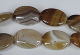 CAG3131 15.5 inches 10*14mm oval brown line agate beads