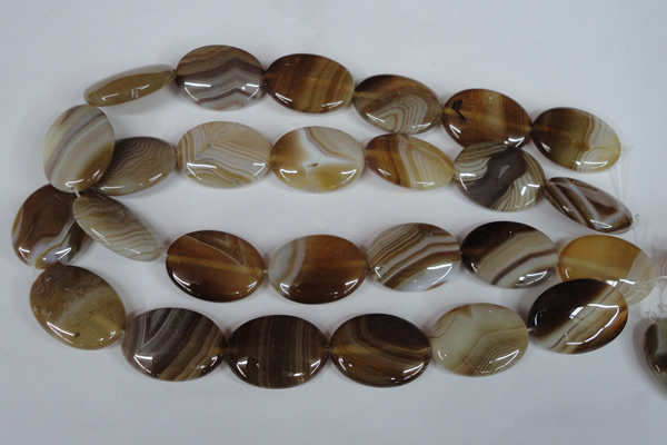 CAG3131 15.5 inches 10*14mm oval brown line agate beads