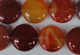 CAG3185 15.5 inches 18mm flat round red line agate beads