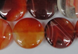 CAG3187 15.5 inches 22mm flat round red line agate beads