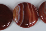 CAG3188 15.5 inches 30mm flat round red line agate beads