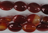 CAG3192 15.5 inches 10*14mm oval red line agate beads