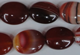 CAG3195 15.5 inches 15*20mm oval red line agate beads