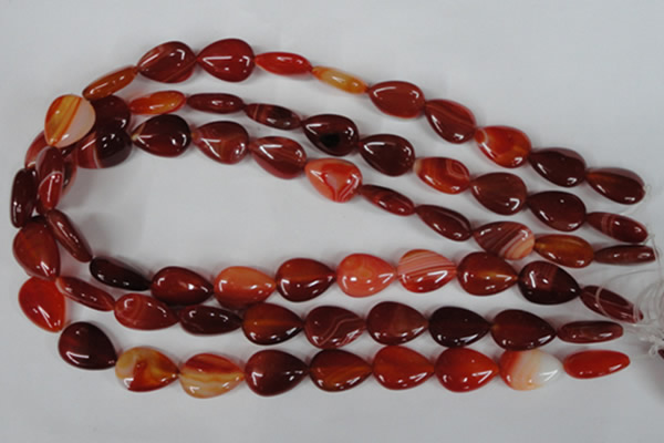 CAG3213 15.5 inches 13*18mm flat teardrop red line agate beads