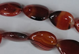 CAG3223 15.5 inches 13*18mm flat teardrop red line agate beads