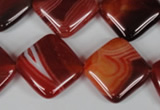 CAG3235 15.5 inches 18*18mm diamond red line agate beads