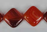 CAG3236 15.5 inches 20*20mm diamond red line agate beads