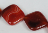 CAG3237 15.5 inches 25*25mm diamond red line agate beads