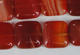 CAG3244 15.5 inches 18*18mm square red line agate beads