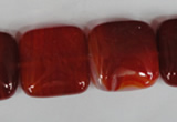 CAG3245 15.5 inches 20*20mm square red line agate beads