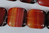 CAG3250 15.5 inches 22*22mm square red line agate beads