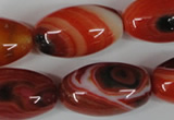 CAG3274 15.5 inches 16*30mm rice red line agate beads