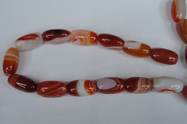 CAG3275 15.5 inches 18*30mm drum red line agate beads